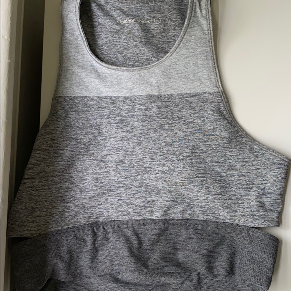 Outdoor voices two tone gray sports bra